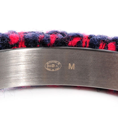 Chanel Tweed CC Narrow Bangle Size Medium Red Blue 4 of 4