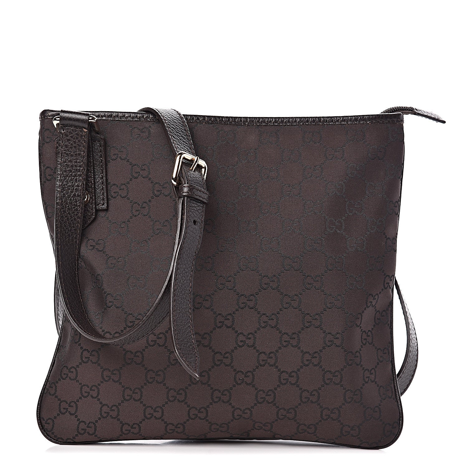 Gucci Nylon Monogram Flat Messenger Bag Brown 1 of 12