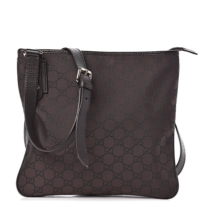 Gucci Nylon Monogram Flat Messenger Bag Brown 1 of 12