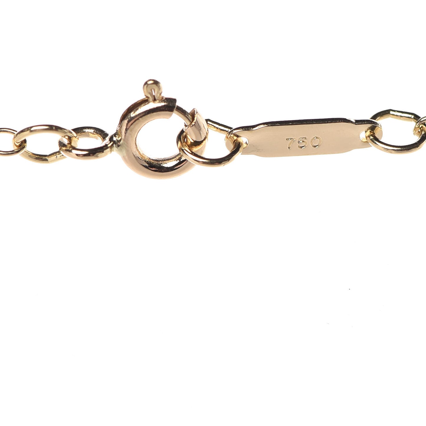 18K Yellow Gold Small Oval Key Pendant Link Necklace