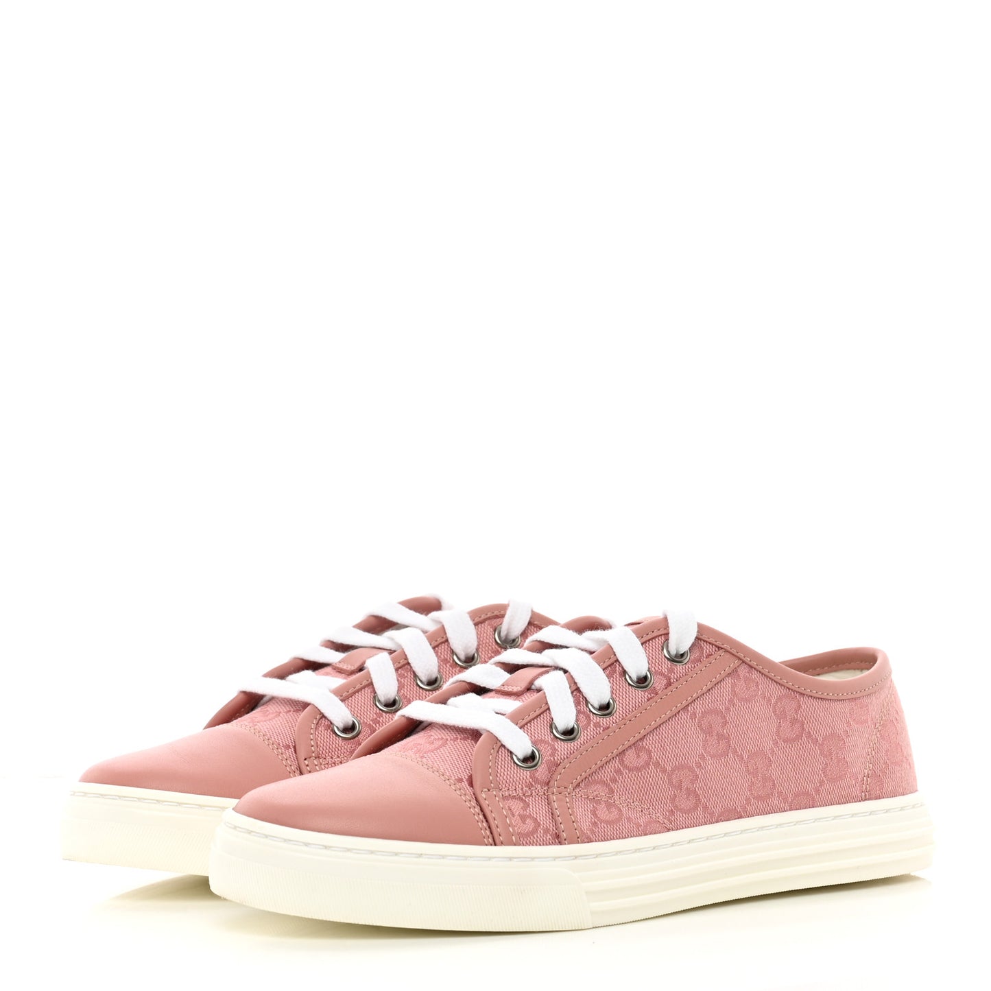 GG Monogram Calfskin Womens Low Top Sneakers 37 Pink Soft Pink