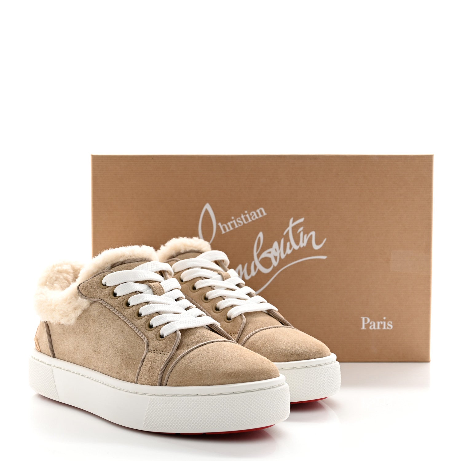 Christian Louboutin Suede Shearling Fun Vierissima Flat Sneakers 37 Atlas 10 of 10