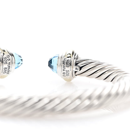 David Yurman Sterling Silver 14K Yellow Gold Blue Topaz 7mm Cable Classics Bracelet 3 of 3