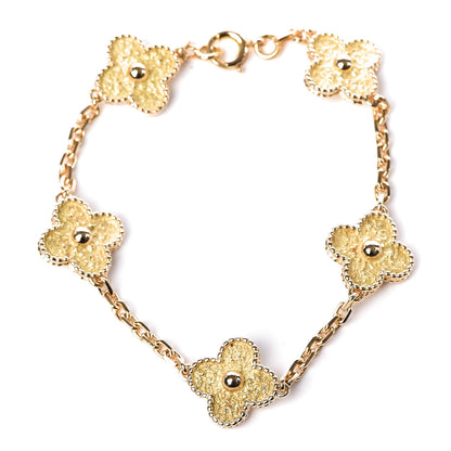 Van Cleef & Arpels 18K Yellow Gold 5 Motifs Vintage Alhambra Bracelet 1 of 5