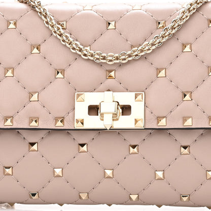 Valentino Garavani Lambskin Rockstud Spike Wallet on Chain Poudre 7 of 9