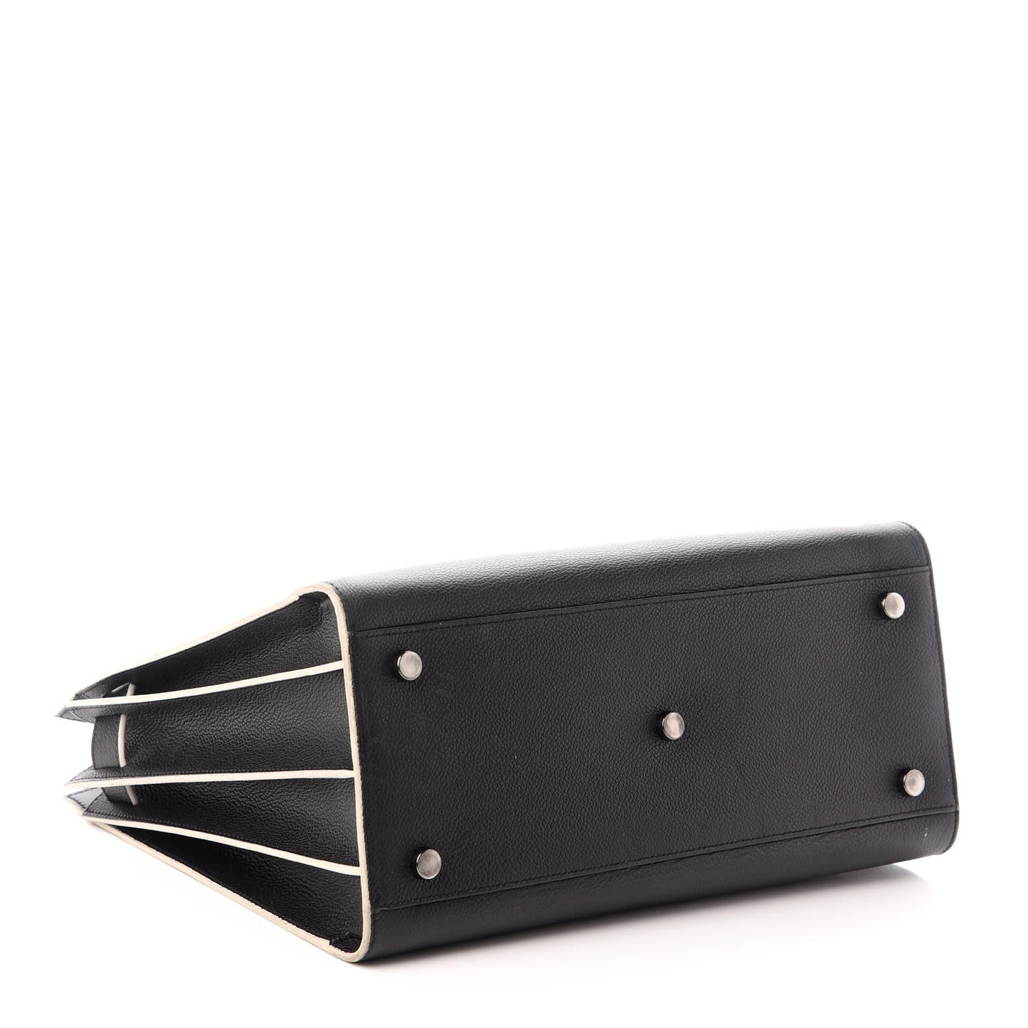 Grained Calfskin Topstitch Small Sac De Jour Black Porcelain