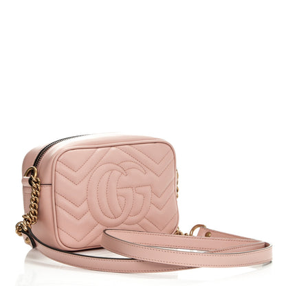Gucci Calfskin Matelasse Mini GG Marmont Chain Shoulder Bag Perfect Pink 3 of 7