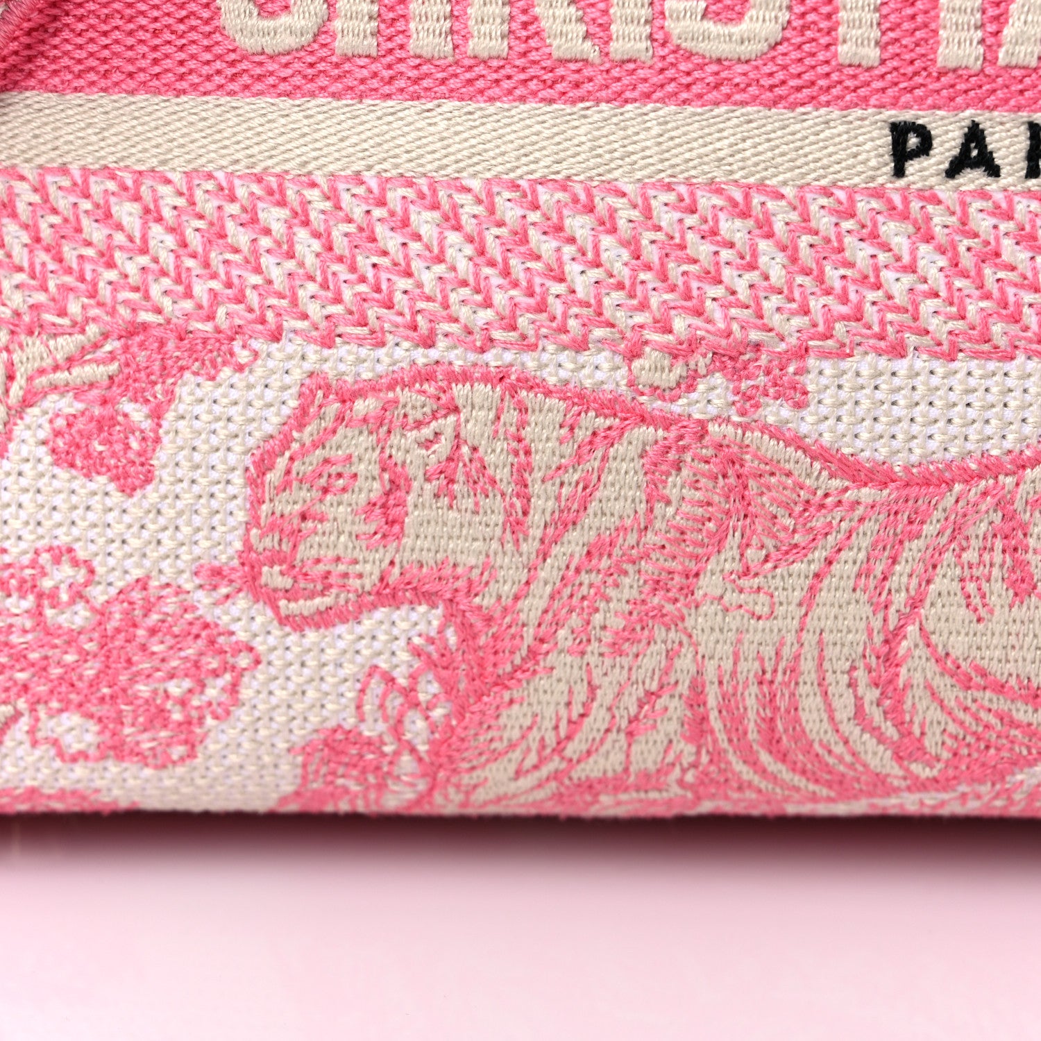 Christian Dior Canvas Toile De Jouy Embroidered Medium Lady D-Lite Peony Pink 13 of 15
