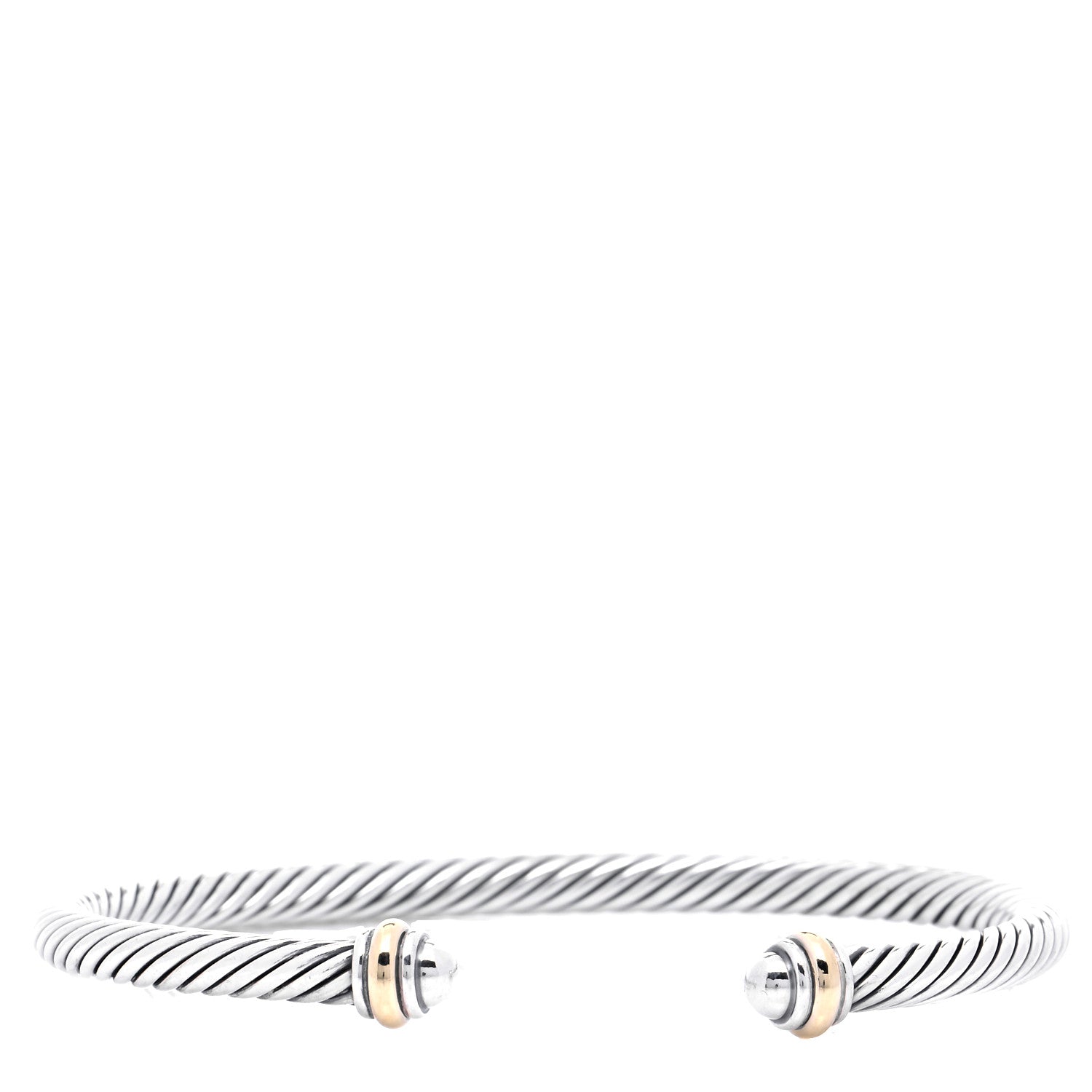David Yurman Sterling Silver 18K Yellow Gold 4mm Cable Classics Bracelet 1 of 7