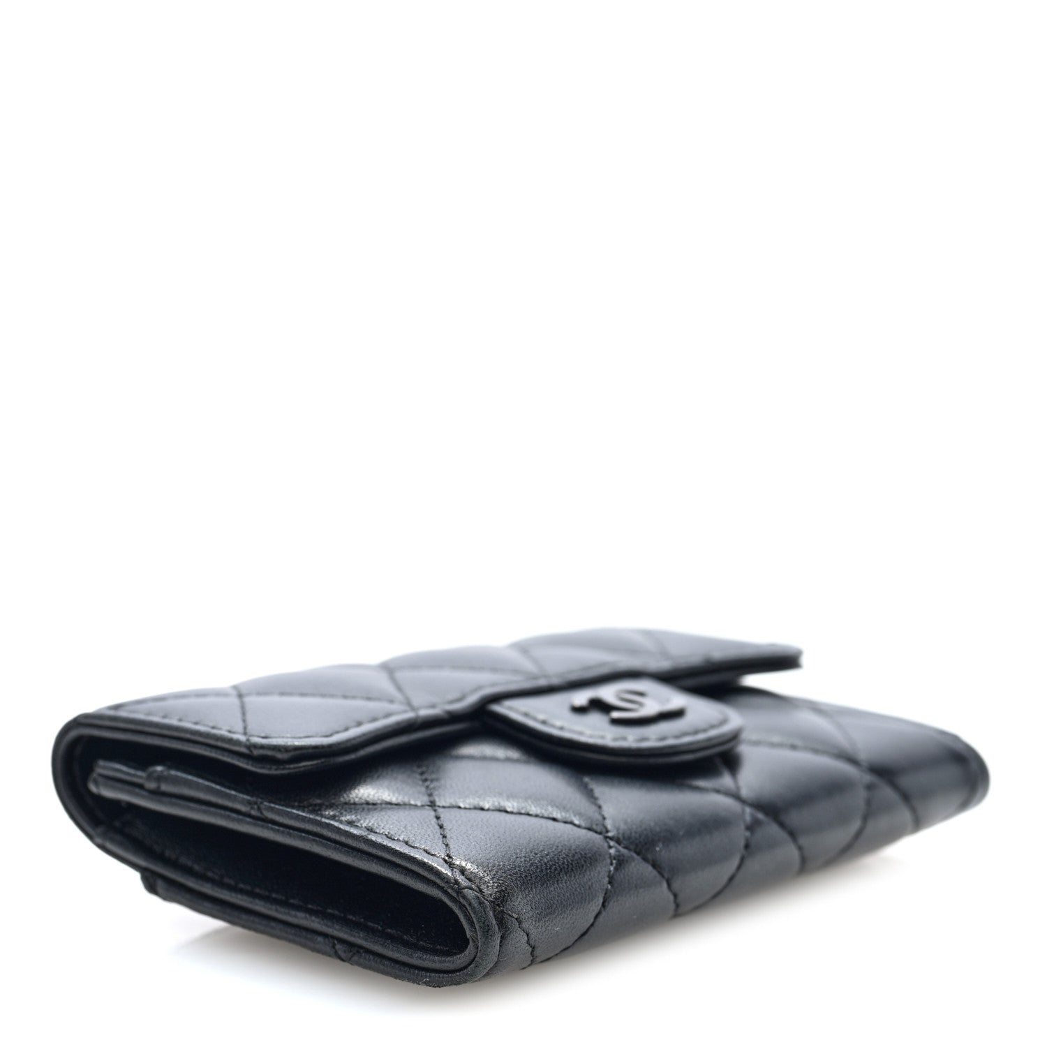 Chanel Lambskin Quilted Flap Card Holder Wallet So Black 4 of 7