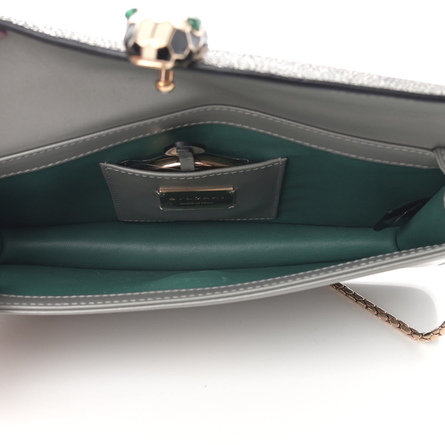Calfskin Galuchat Serpenti Forever Flap Clutch Grey