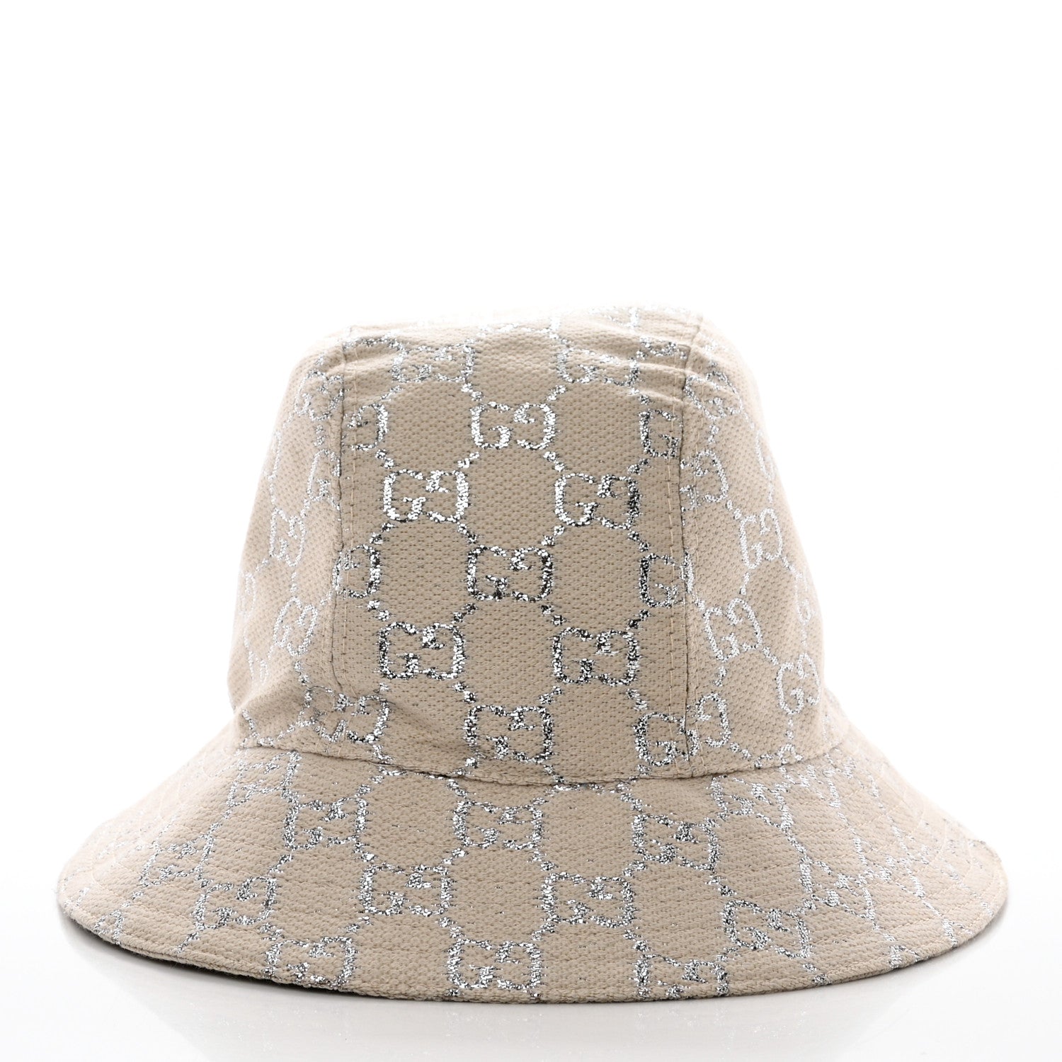 Gucci Canvas Lame GG Monogram Bucket Hat S Gardenia Silver 5 of 9