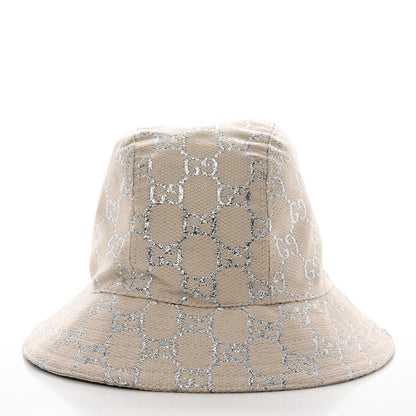 Gucci Canvas Lame GG Monogram Bucket Hat S Gardenia Silver 5 of 9