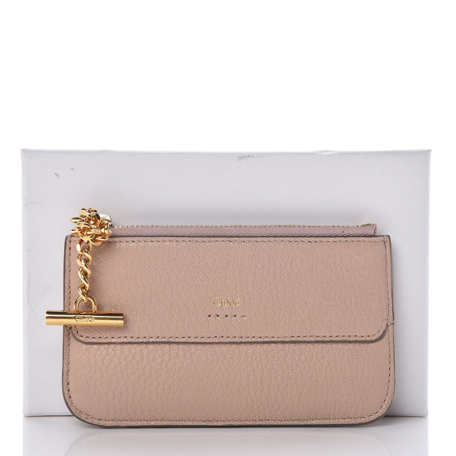 Chloe Grained Calfskin Drew Card Holder Cement Pink 8 of 8