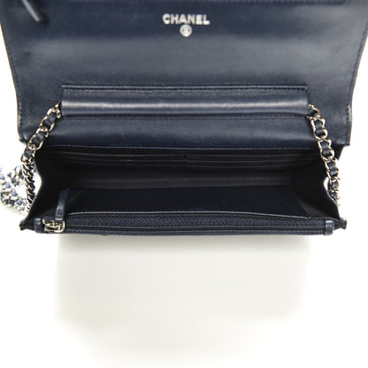 Chanel Lambskin Quilted Wallet On Chain WOC Navy Blue 5 of 8