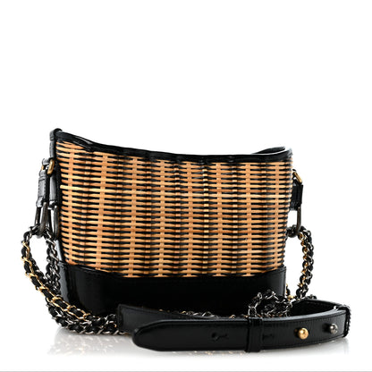 Chanel Rattan Calfskin Small Gabrielle Hobo Beige Black 3 of 12