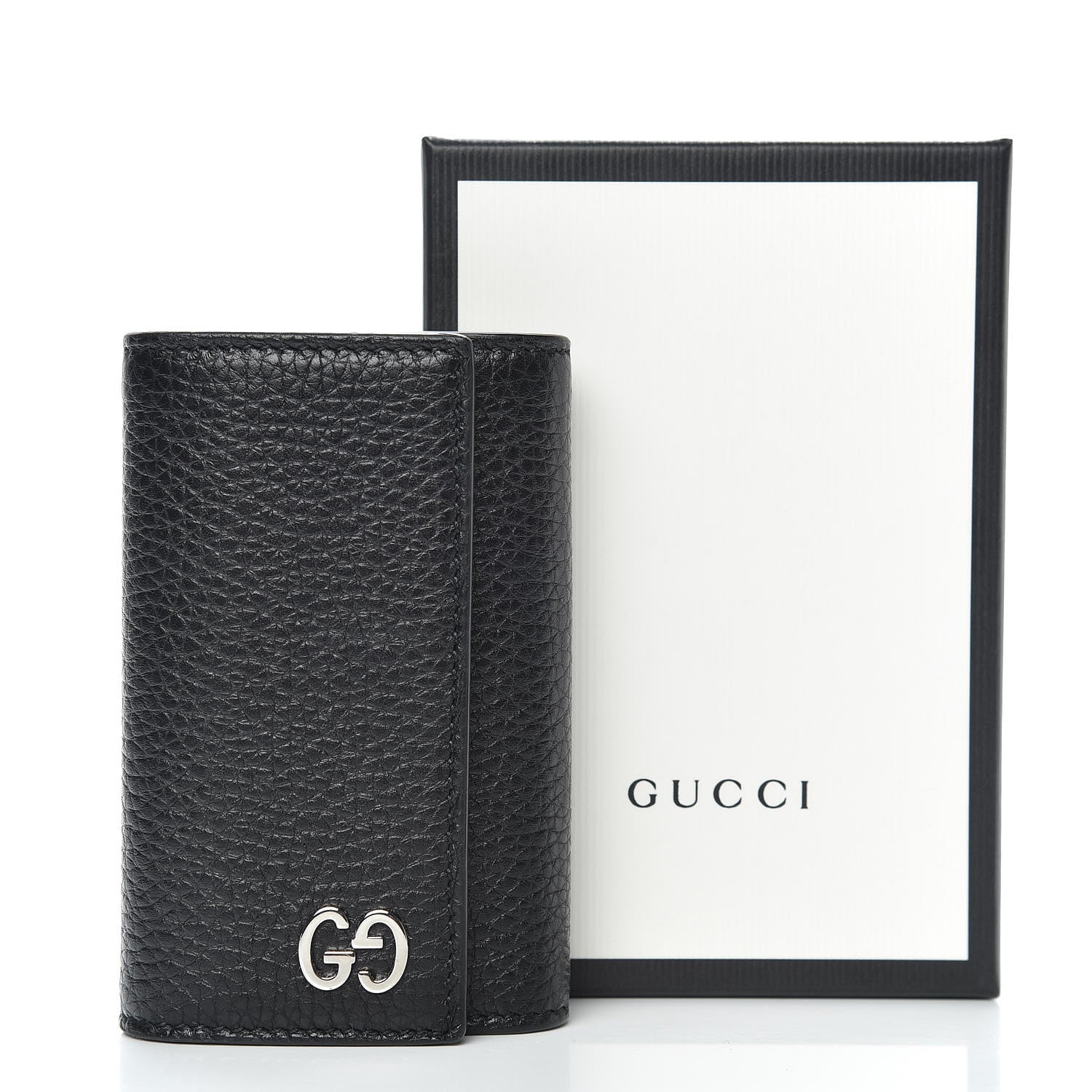 Gucci Pebbled Calfskin Dorian 6 Key Holder Case Black 7 of 7