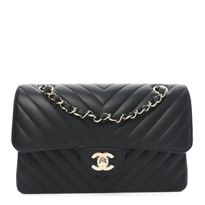 Chanel Caviar Chevron Quilted Small Double Flap Black 1 of 21