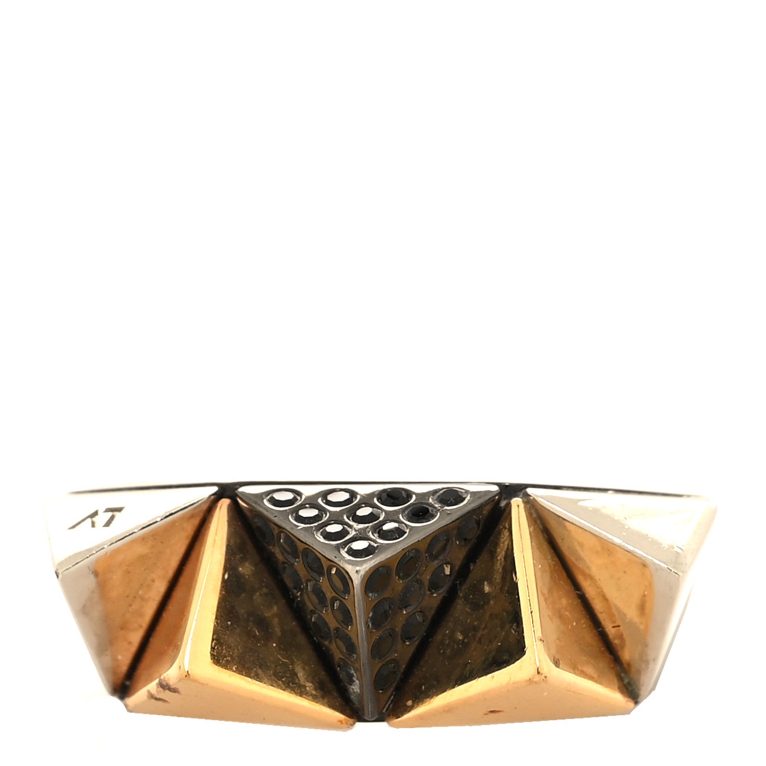 Louis Vuitton Metal Crystal Spiky Zig Zag Ring M Gold 1 of 4