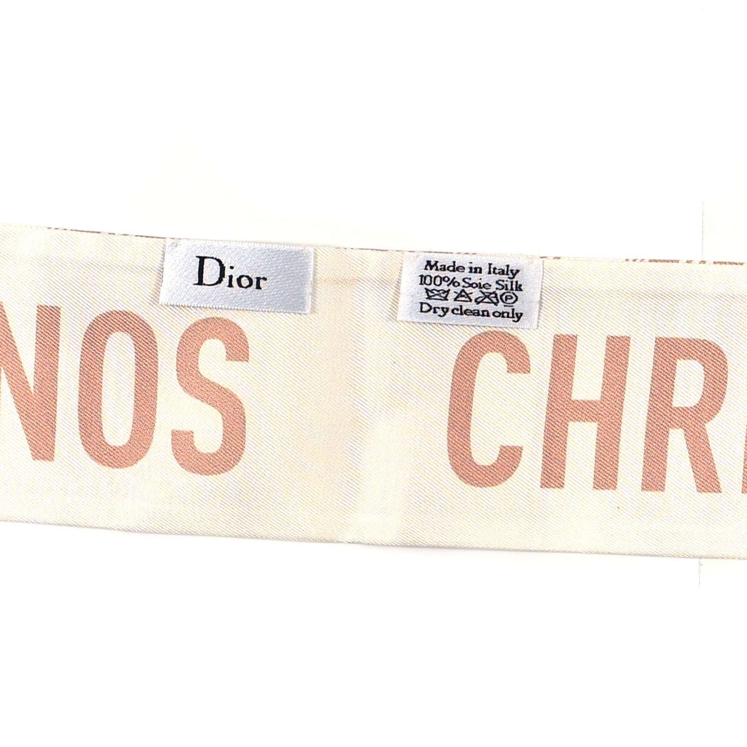 Christian Dior Silk Striped Mitzah Scarf Ivory Pink 3 of 3