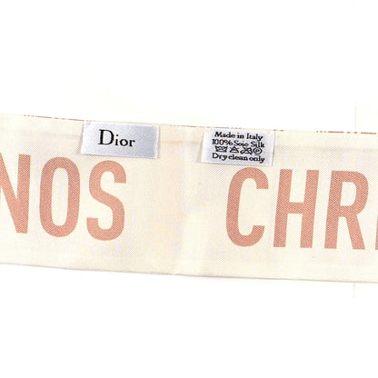 Christian Dior Silk Striped Mitzah Scarf Ivory Pink 3 of 3