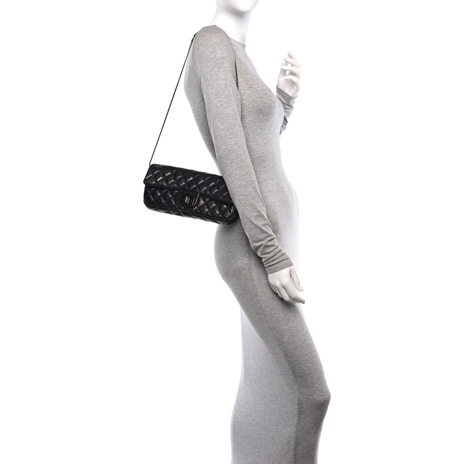 Chanel Glazed Calfskin 2.55 Reissue East West Clutch Black 2 of 12