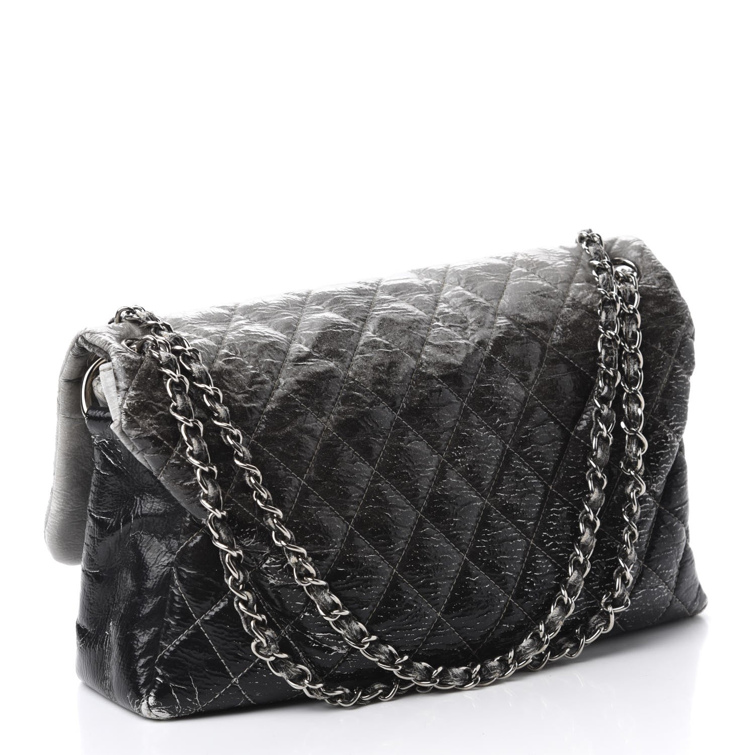Chanel Vinyl Quilted Jumbo Melrose Degrade Flap Black 3 of 16