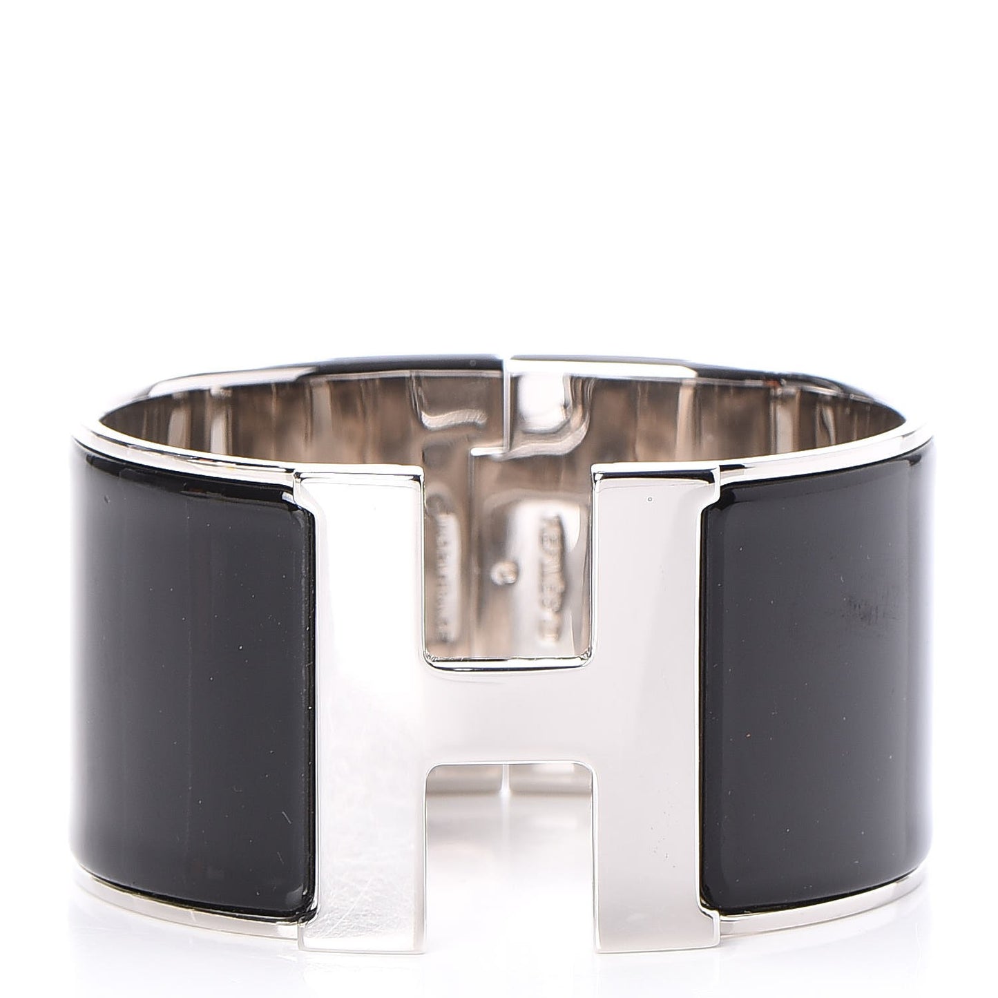 Enamel Extra Wide Clic Clac H Bracelet GM Black