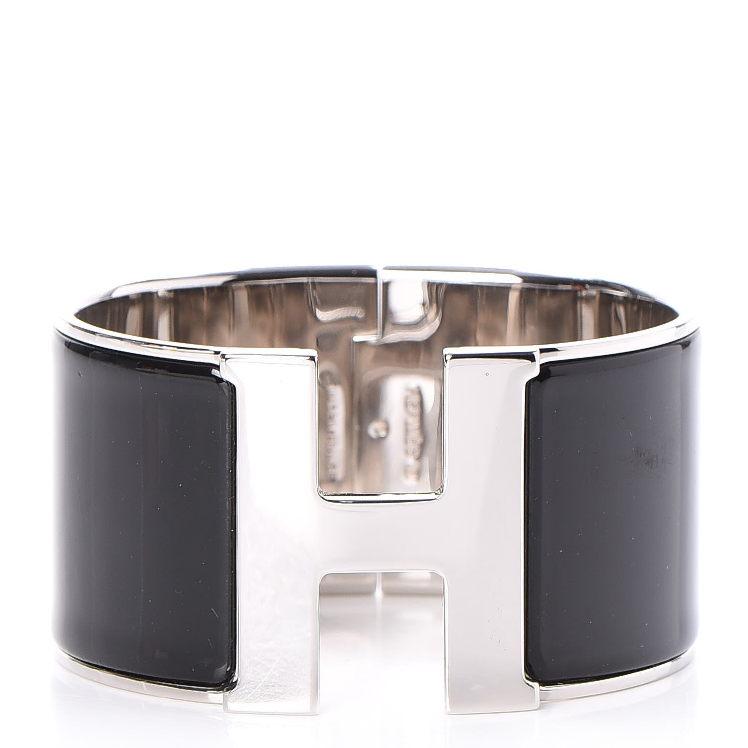 Hermes Enamel Extra Wide Clic Clac H Bracelet GM Black 1 of 6