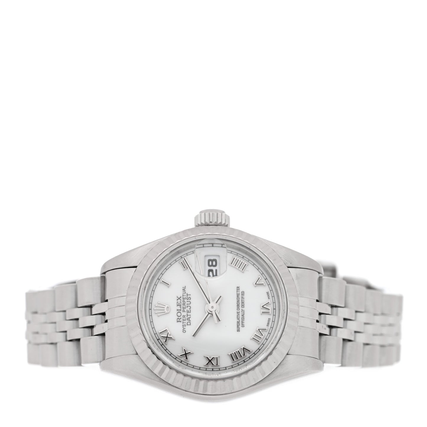 Stainless Steel 18K White Gold 26mm Oyster Perpetual Datejust Watch White Roman 69174