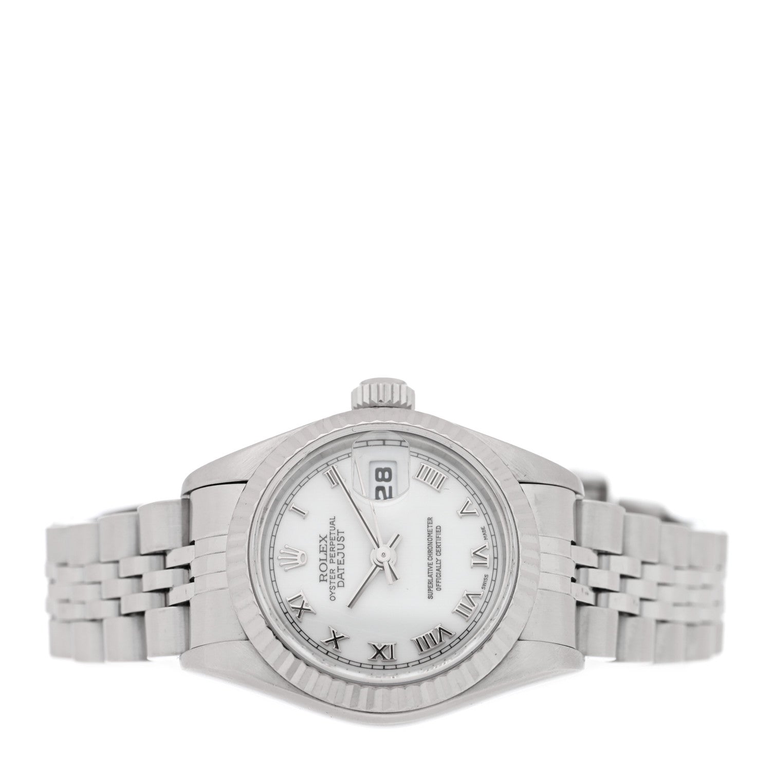 Rolex Stainless Steel 18K White Gold 26mm Oyster Perpetual Datejust Watch White Roman 69174 2 of 4