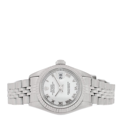 Rolex Stainless Steel 18K White Gold 26mm Oyster Perpetual Datejust Watch White Roman 69174 2 of 4