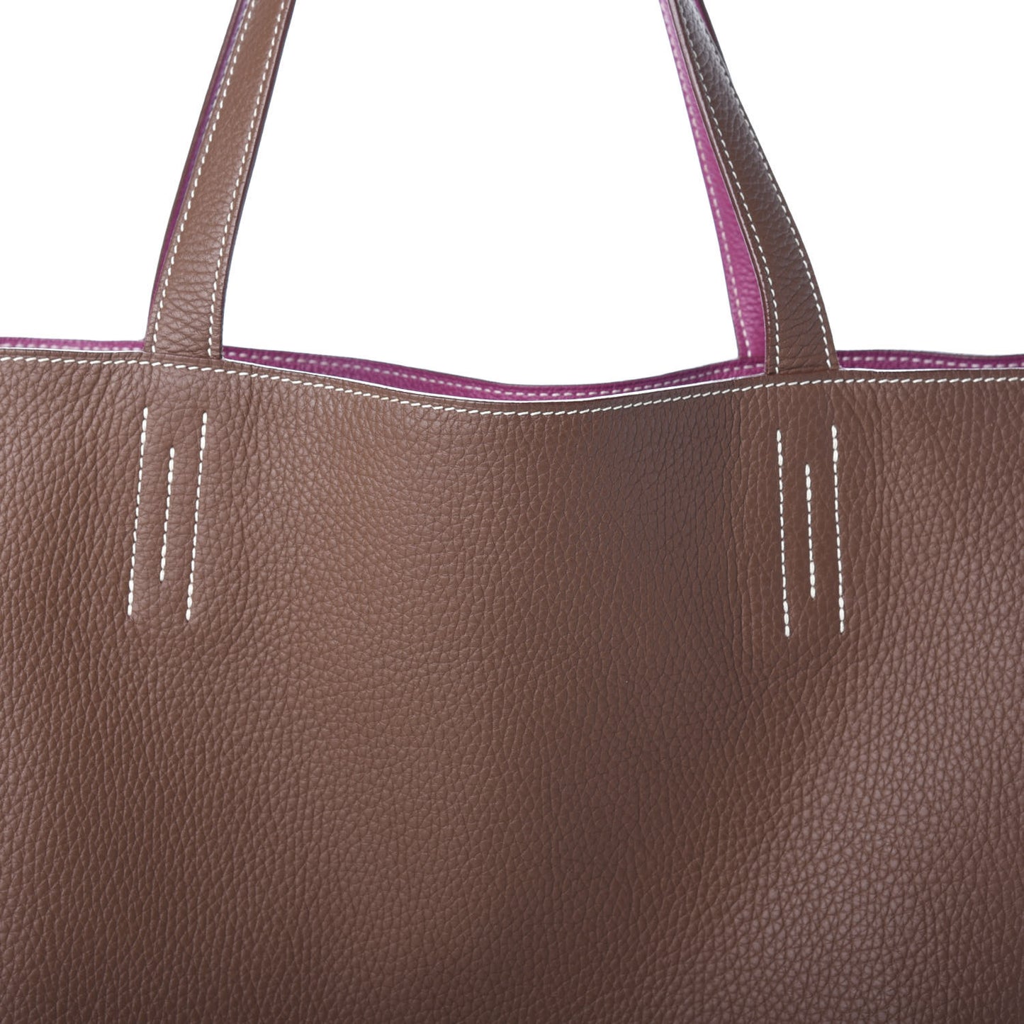 Taurillon Clemence Double Sens 36 Reversible Tote Marron Tosca
