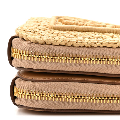 Prada Raffia Calfskin Crochet Logo Embroidered Mini Triangle Crossbody Pouch Naturale 9 of 10