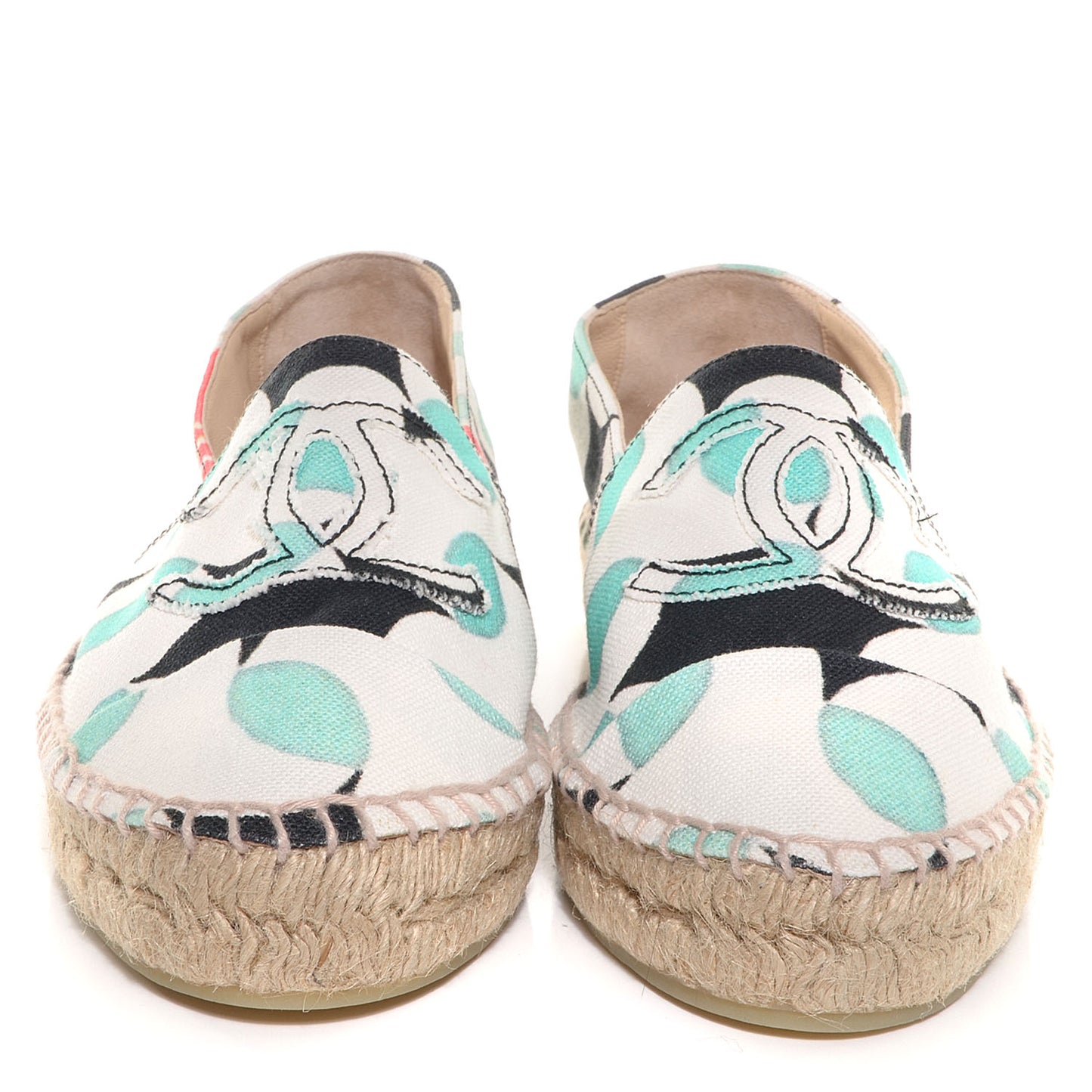 Printed Canvas Espadrilles 40 White Turquoise Red