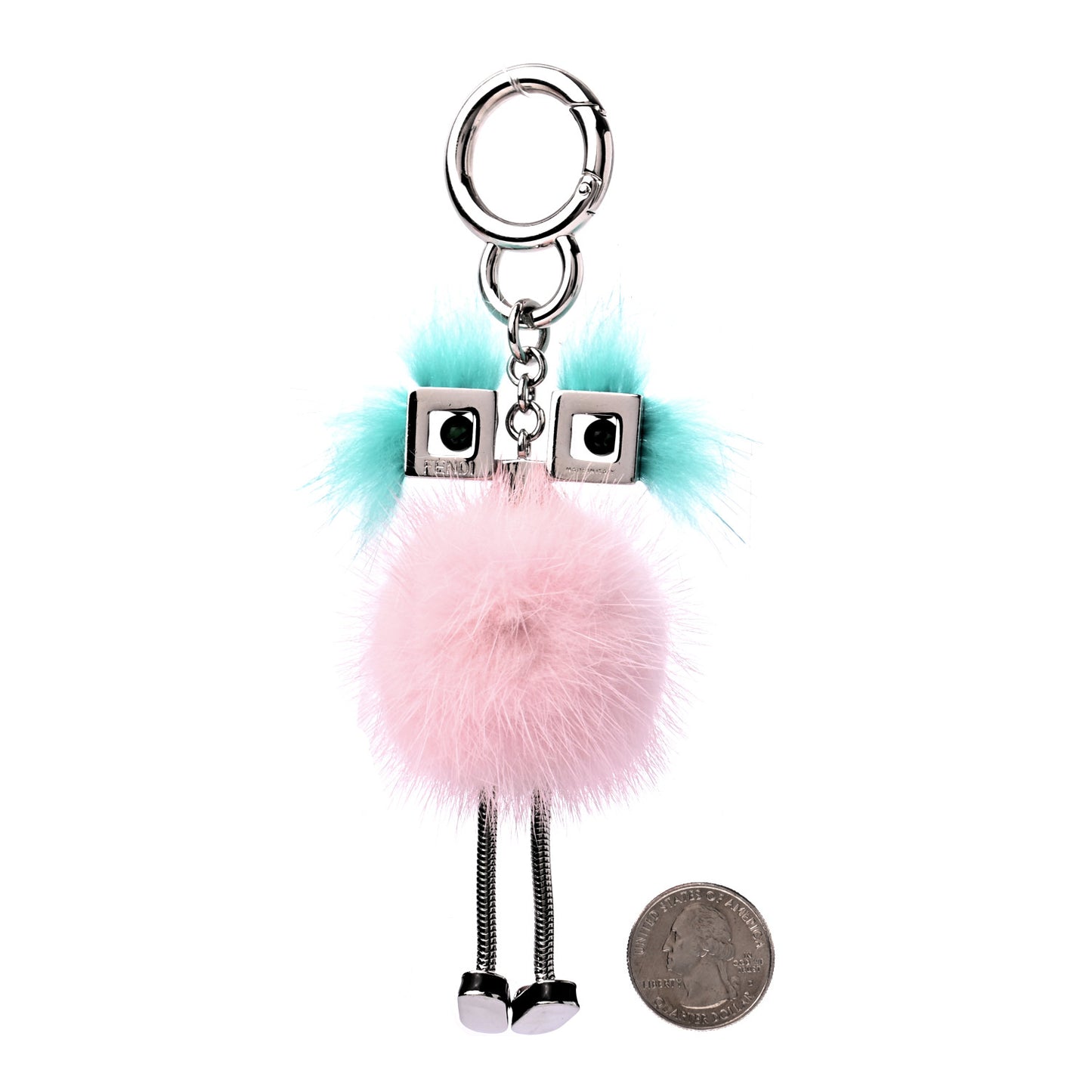 Mink Fur Hypnoteyes Chick Pom Pom Bag Charm Pink Light Blue
