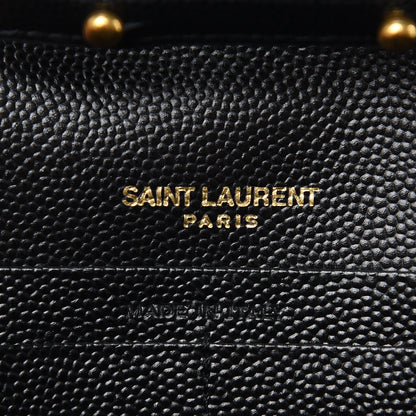 Saint Laurent Grain De Poudre Matelasse Chevron Monogram Chain Wallet Black 6 of 8