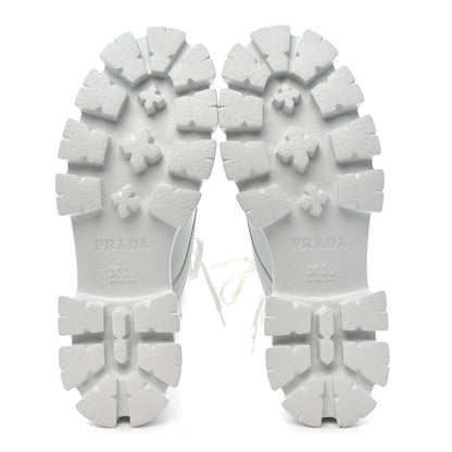 Prada Spazzolato Rois Re-Nylon Metal Triangle Logo Monolith Pouch Pocket 55mm Boots 40.5 White 6 of 15
