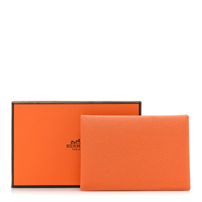 Hermes Epsom Calvi Duo Card Case Orange 11 of 11
