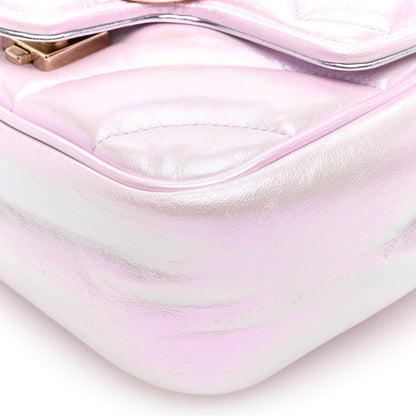 Gucci Iridescent Nappa Chevron Matelasse Mini GG Marmont Shoulder Bag Iridescent Escape Pink 9 of 9