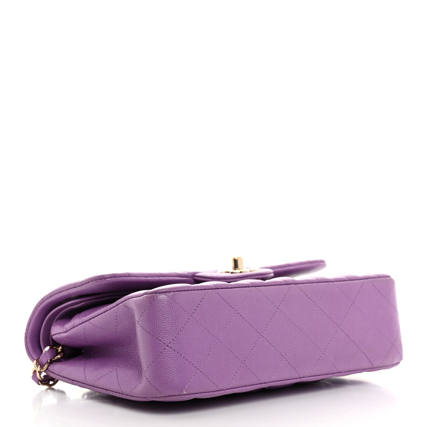 Caviar Quilted Small Double Flap Purple