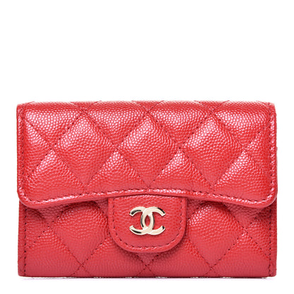 Chanel Caviar Quilted Flap Card Holder Wallet Red 1 of 11