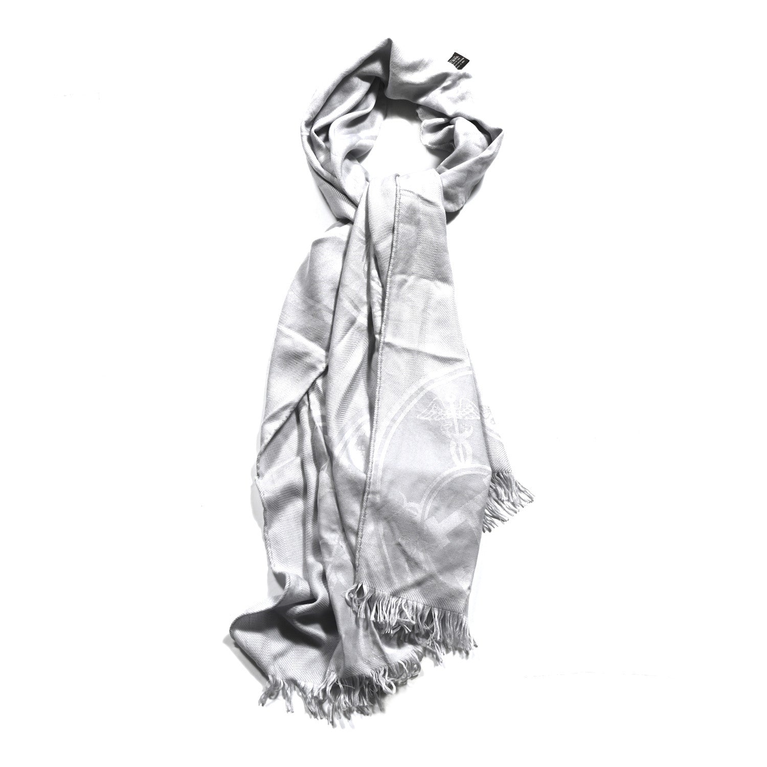 Hermes Cashmere Silk New Libris Stole Gris Nuage 1 of 3