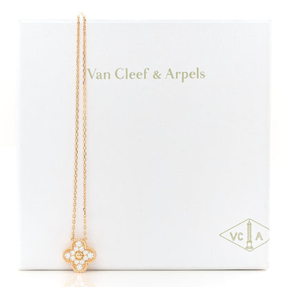 Van Cleef & Arpels 18K Yellow Gold Diamond Vintage Alhambra Pendant Necklace 6 of 6