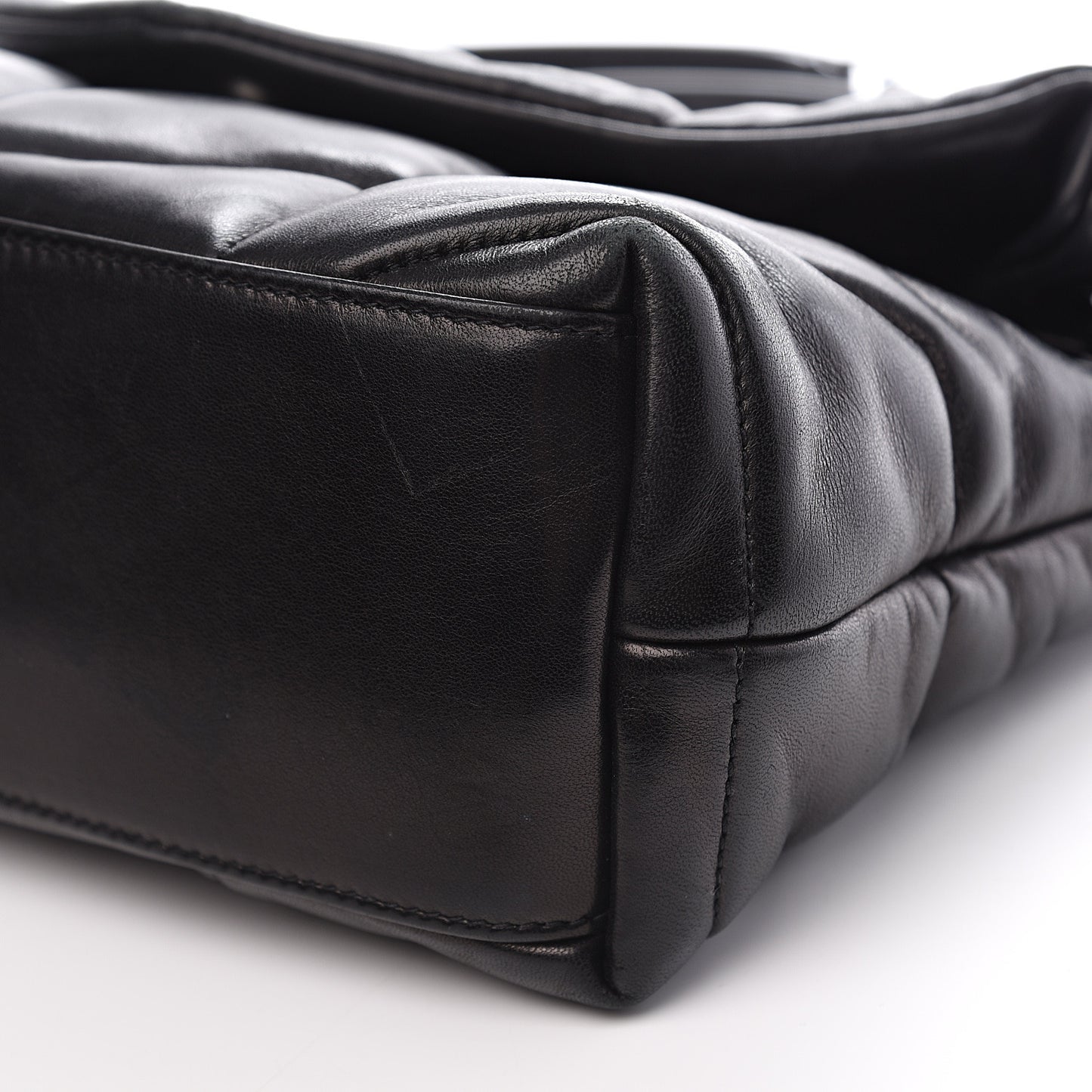 Lambskin Quilted Small Loulou Puffer Monogram Chain Satchel Black