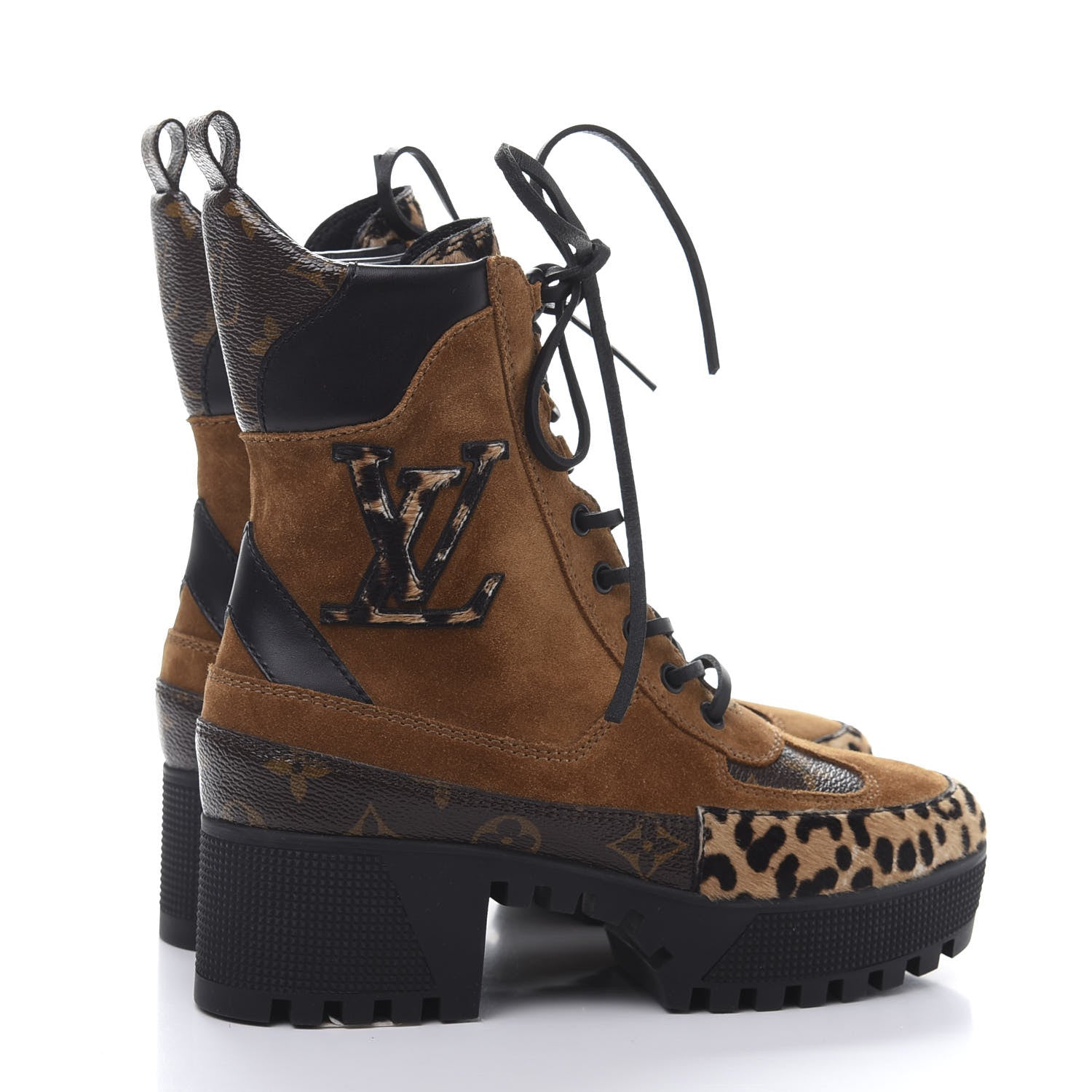 Louis Vuitton Suede Calfskin Monogram Laureate Platform Desert Boots 36 Cognac 5 of 9