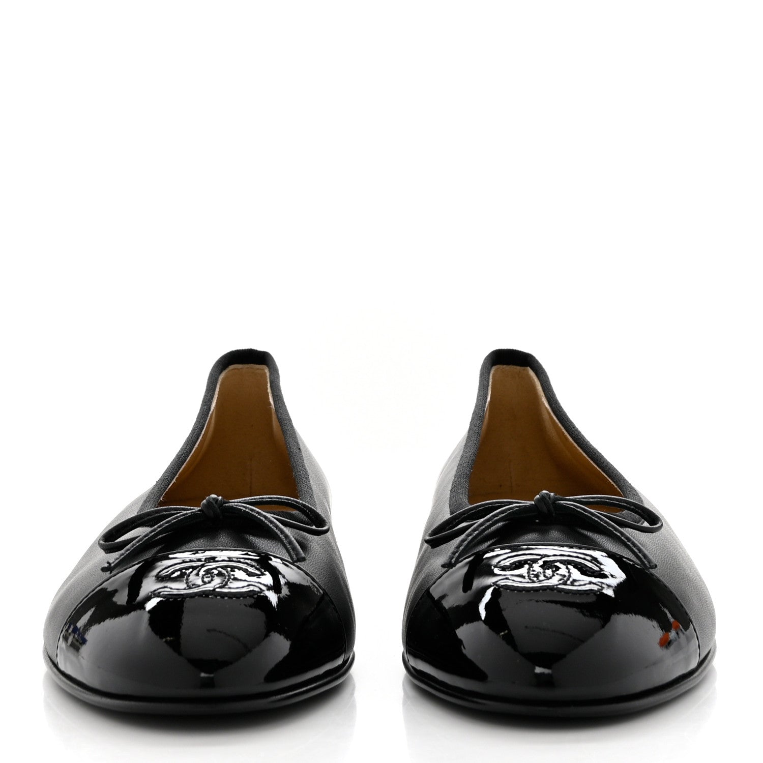 Chanel Lambskin Patent Cap Toe Ballerina Flats 41 Black 2 of 9
