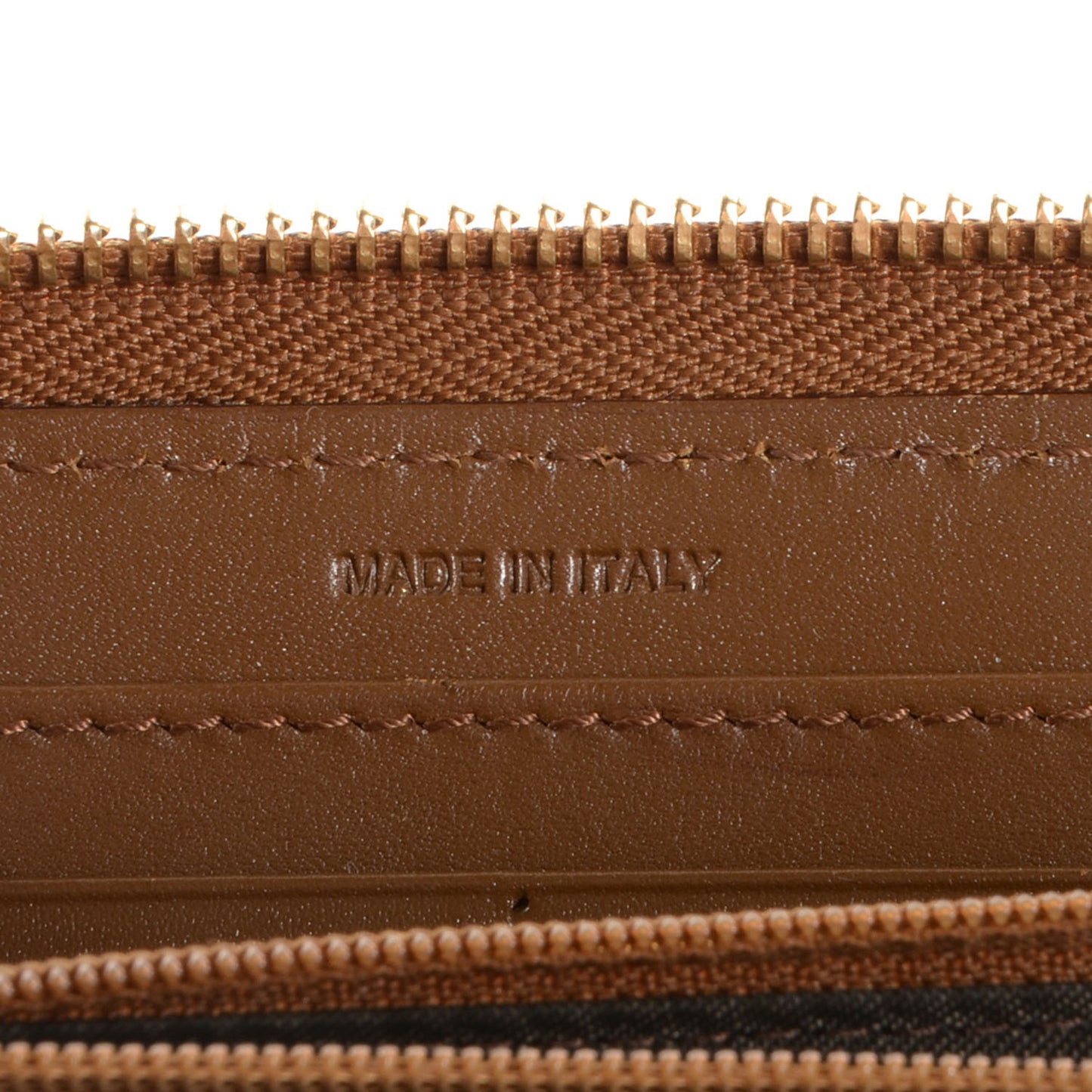 Stitched Leather Large Ziggy Zip Around Wallet Toffee