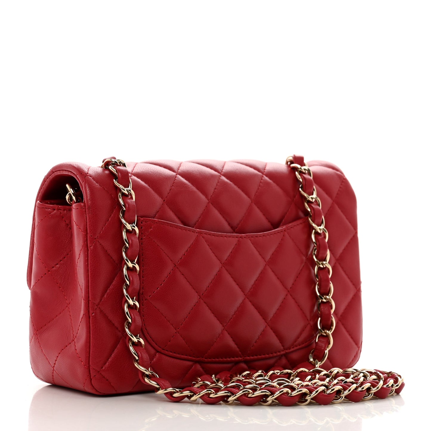 Lambskin Quilted Mini Rectangular Flap Red