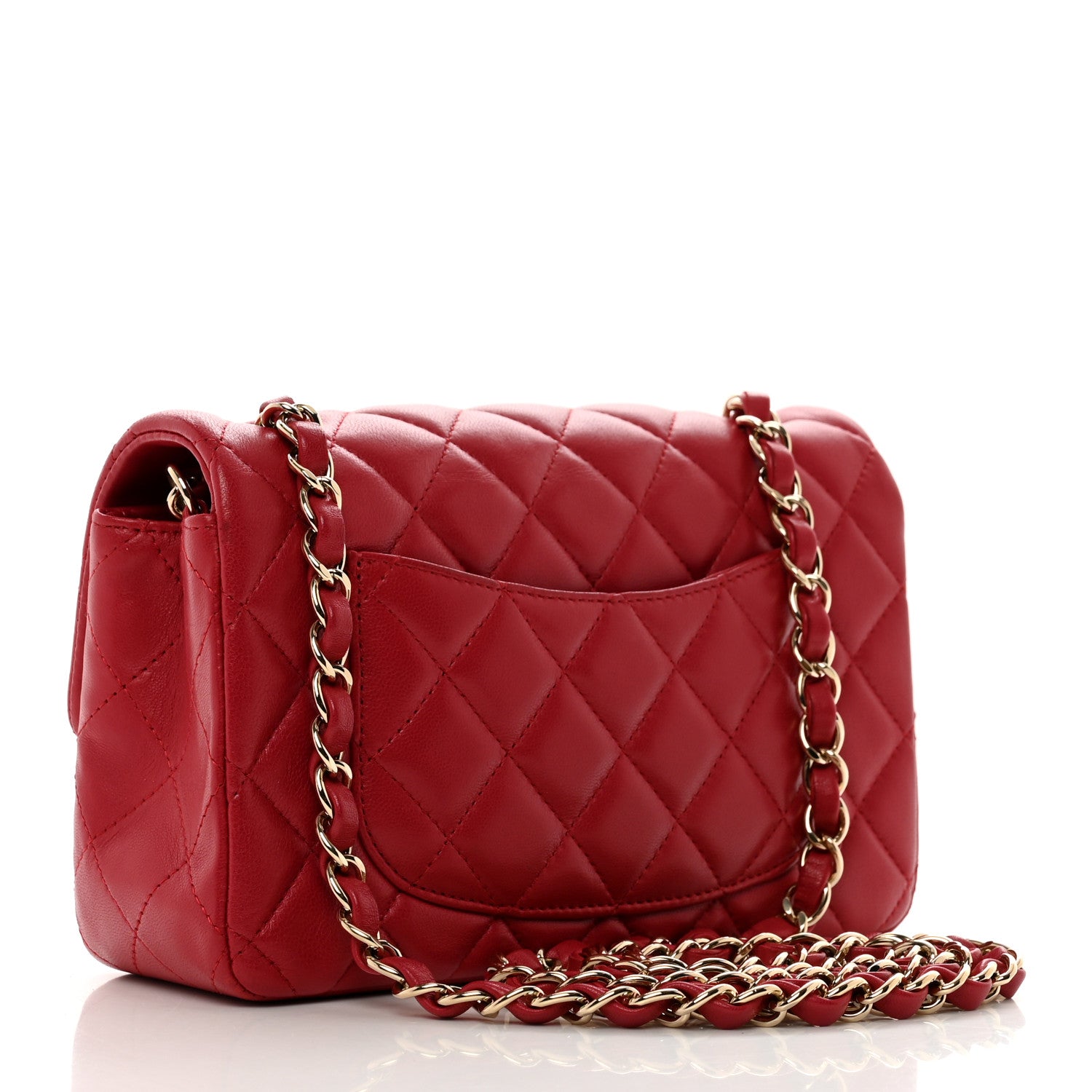 Chanel Lambskin Quilted Mini Rectangular Flap Red 3 of 10